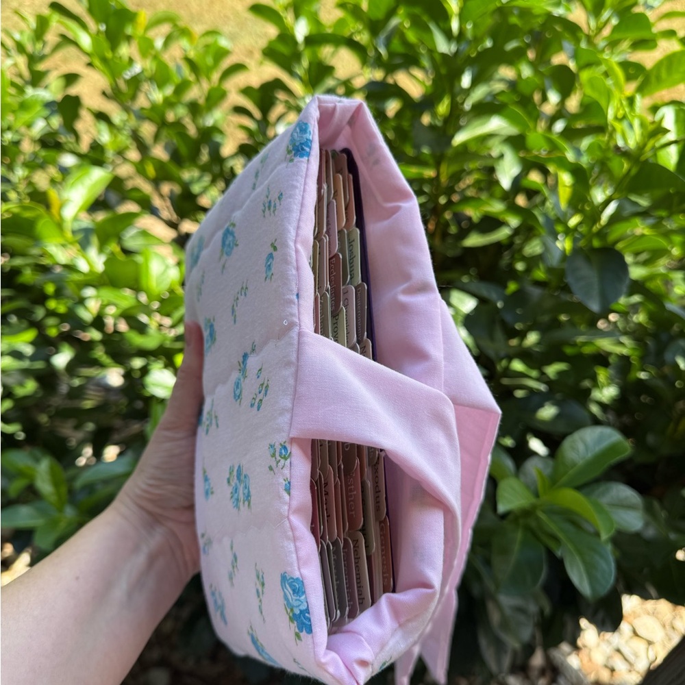 Homemade Dainty Floral Pink Fabric Book/Bible Case